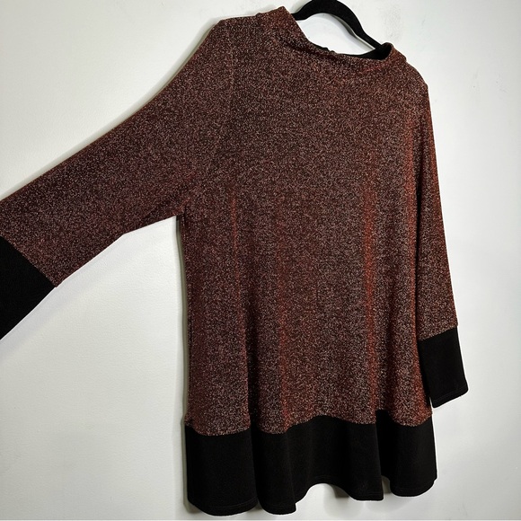 IC By Connie K Copper Metallic Colorblock Pullover Stretch Knit Tunic Top XXL - Picture 3 of 11
